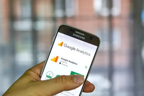 Google Analytics mobile application. Stock Photos