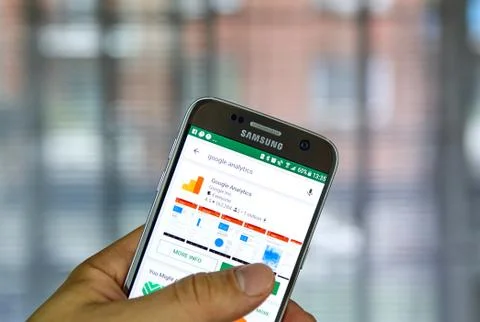 Google Analytics mobile application. Stock Photos