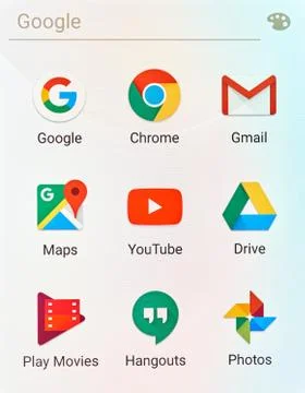 Google applications logos Stock Photos