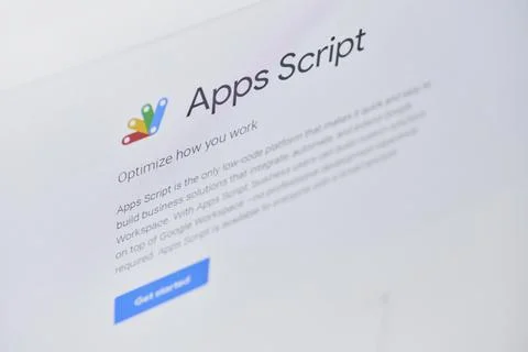Google Apps Script web page on computer monitor Stock Photos