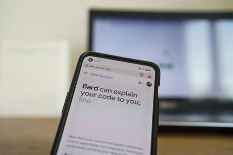 Google Bard AI chatbot app on smartphone Stock Photos