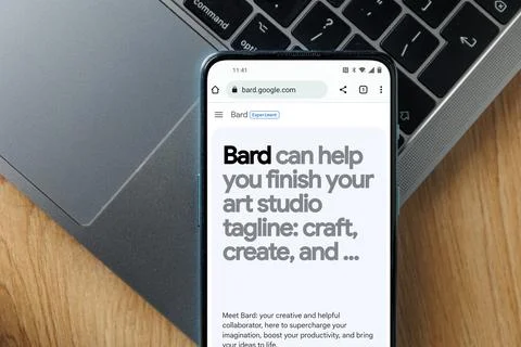 Google bard AI on screen. Google launched new Artificial intelligence chatbot Stock Photos