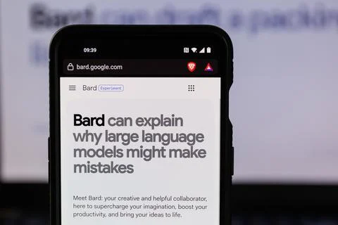 Google bard AI on screen. Google launched new Artificial intelligence chatbot Stock Photos