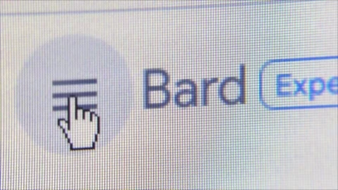 Google Bard: CU cursor hovers over Menu (Oblique view, then dolly) Stock Footage 243174443