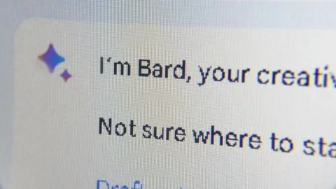 Google Bard Medium Macro Welcome Screen, Dolly Right Stock Footage 243193079