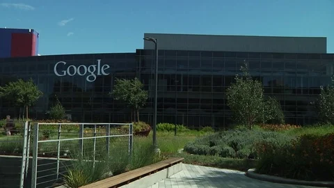 Google building at the Google campus in Mountain View, CA -  WS Stock Footage 83222601