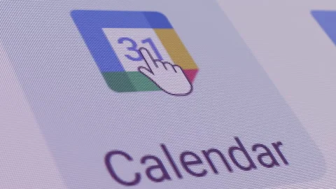 Google Calendar Icon Click Close Up Stock Footage 145537022