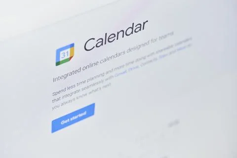 Google calendar web page on computer monitor Stock Photos
