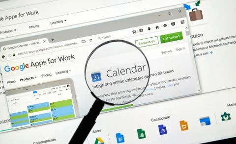 Google Calendar web page. Stock Photos