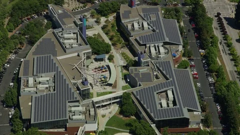 Google Campus Aerial Elevating Stockbeeldmateriaal 81095849