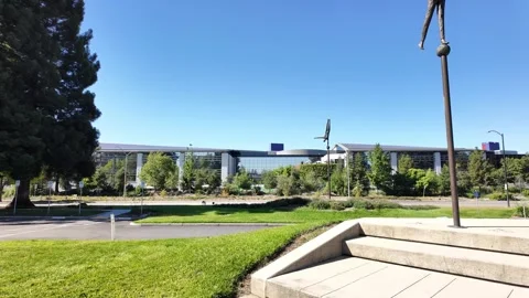 Google campus building and park in Palo Alto California Stock Footage 338429495