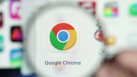 Google Chrome App on a Computer Screen Closeup Focus Stock Footage 219153356