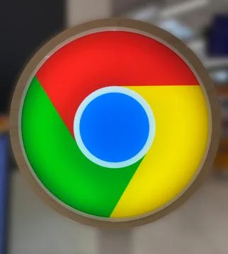 The Google Chrome browser sign. Stock Photos
