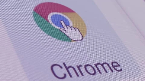 Google Chrome Icon Click Close Up Stock Footage 145588766