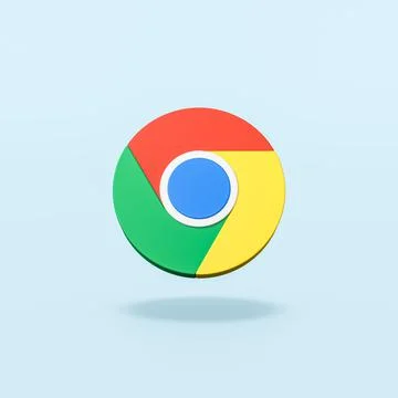 Google Chrome Logo on Flat Blue Background Stock Illustration