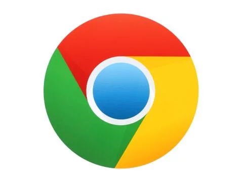 Google Chrome logo printed on paper on white background Fotos Stock