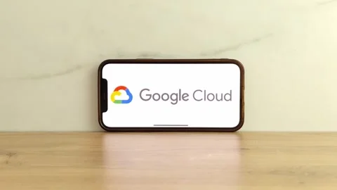 Google Cloud logo displayed on mobile phone 動画素材 241746274