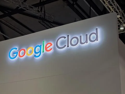 Google Cloud Logo at Technology Exhibition Booth Stock Photos
