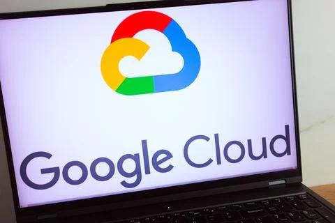 Google Cloud Platform logo displayed on laptop Foto stock