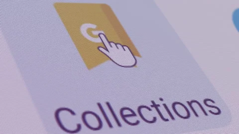 Google Collections Icon Click Close Up Stock Footage 145680038
