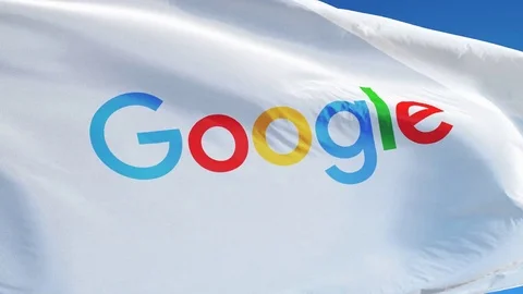 Google company flag in slow motion, editorial animation Stock Footage 72654726