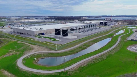 Google data center campus expansion in New Albany, Ohio, USA. Cloud computing Stock Footage 336801219