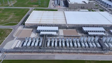 Google data center campus providing computing power and data storage in server Stock Footage 336289136