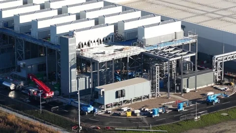 Google Data Center Construction Eemshaven Aerial View 動画素材 323342020