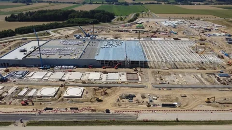 Google data center construction site in Kronstorf showing building progress Видео 342238439