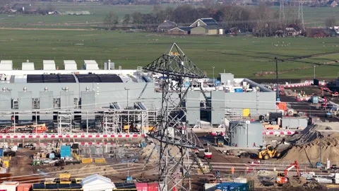 Google Data Center Construction Westmeer Netherlands Aerial Vidéo 331403634