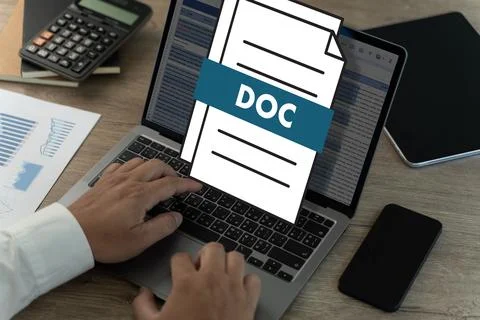 Google Doc on Laptop computer displaying Business documents Data analytics .. Stock Photos