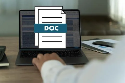 Google Doc on Laptop computer displaying Business documents Data analytics .. Stock Photos