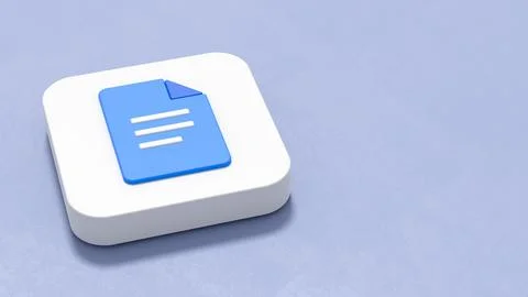 Google Docs App Icon 3D Symbol Shape on Plastered Blue Background with Copy S Stock Illustration