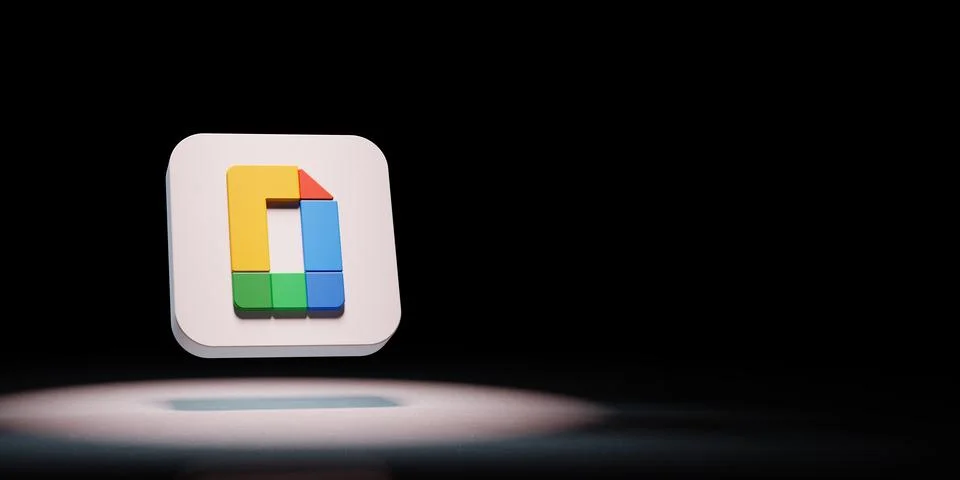 Google Docs Editors App Icon 3D Symbol Shape Spotlighted on Black Background  Stock Illustration