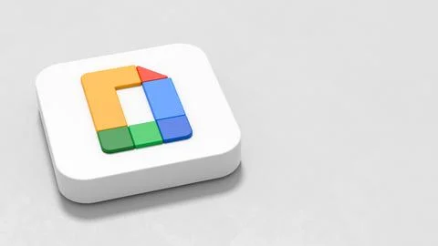 Google Docs Editors App Icon 3D Symbol Shape on Plastered Gray Background wit Stock Illustration