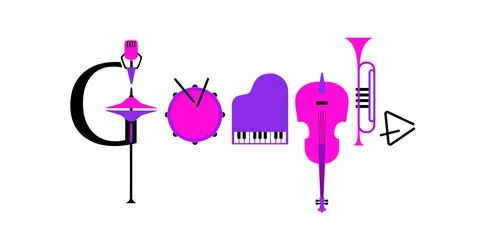 Google doodle musical instruments vector icon Stock Illustration