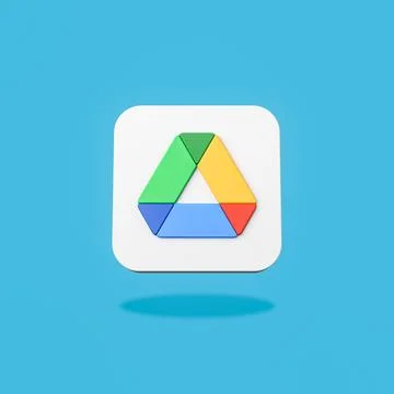 Google Drive App Logo 3D Shape Isolated on Flat Blue Background with Shadow 3 Stock Illustration