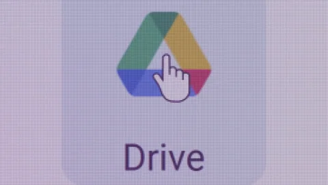 Google Drive Icon Click Close Up Front Camera Stock Footage 145537331