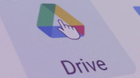 Google Drive Icon Click Close Up Stock Footage 145537332