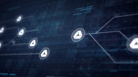 Google Drive Icon Line Connection of Circuit Board Loop Animation 4K Stock Footage 70597180
