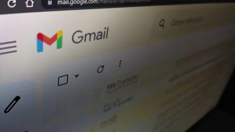 Google e mail app on the laptop screen. laptop mail of google. Stock Footage 226986984