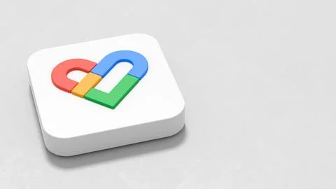 Google Fit App Icon on Gray Background with Copy Space Stock Illustration