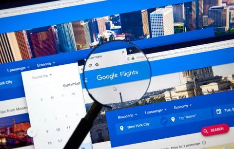 Google Flights web page Stock Photos