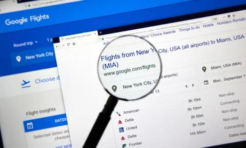 Google Flights web page Stock Photos