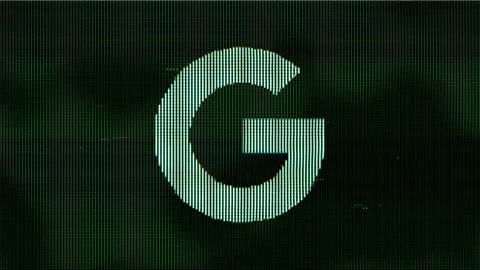 Google G Logo Pixel Screen Animation. Futuristic Dot Texture Build Up with Stock Footage 239400351