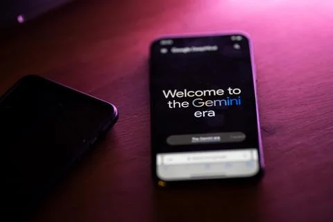 Google Gemini AI language model. Artificial intelligence chatbot Stock Photos