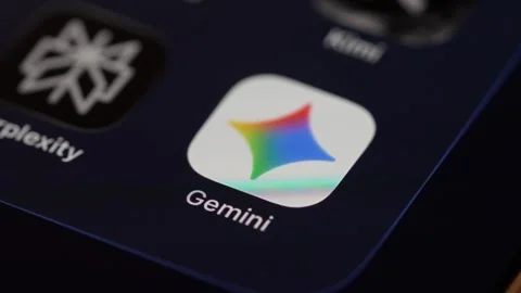 Google Gemini App Opening on Smartphone Screen Stock Footage 343400280