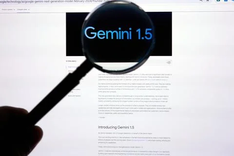 Google Gemini large language model Logo on a screen Stock Photos