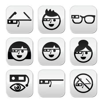 Google glass vector buttons set Stock Illustration