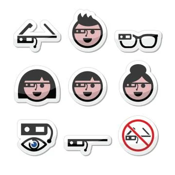 Google glass vector labels set Stock Illustration